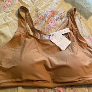 Modli razorback swim bra. Size 1X. Tan color
